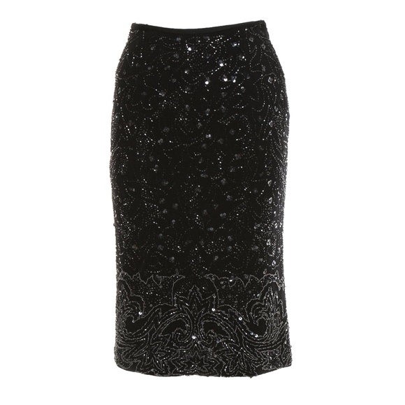 Dolce & Gabbana Black Sequin & Beaded Pencil Skirt - Picture 1 of 2